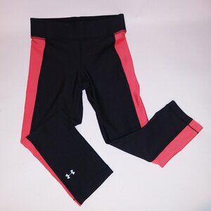 Under Armour Capri Pants Small Compression Black Orange Activewear Sporty Athlet